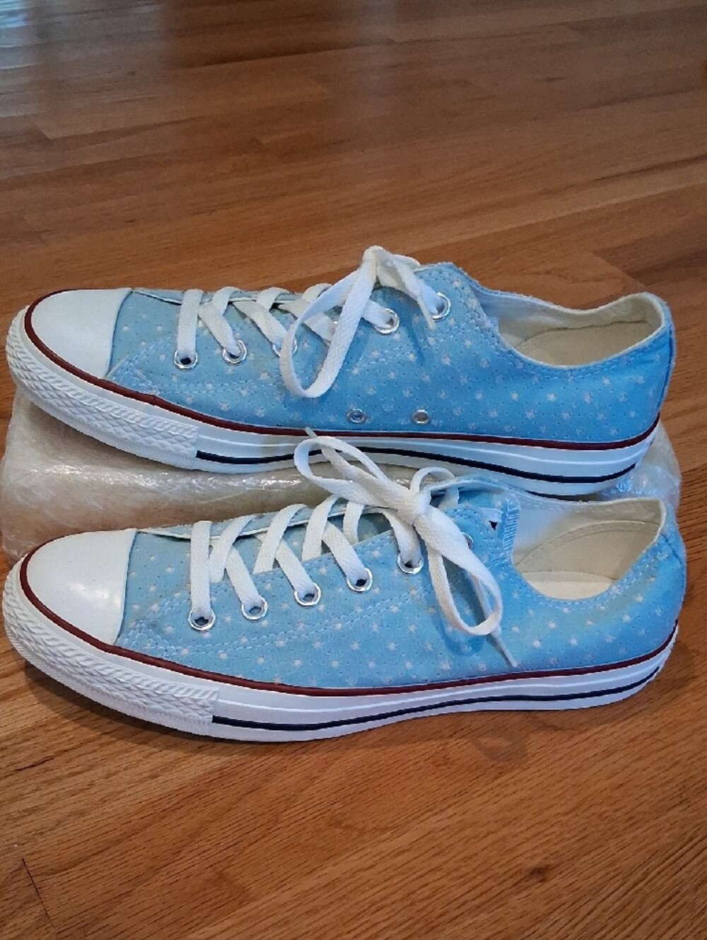 Converse Light Blue Polka Dot / Mini Stars Canvas Sneakers Women's 10 - Picture 5 of 11